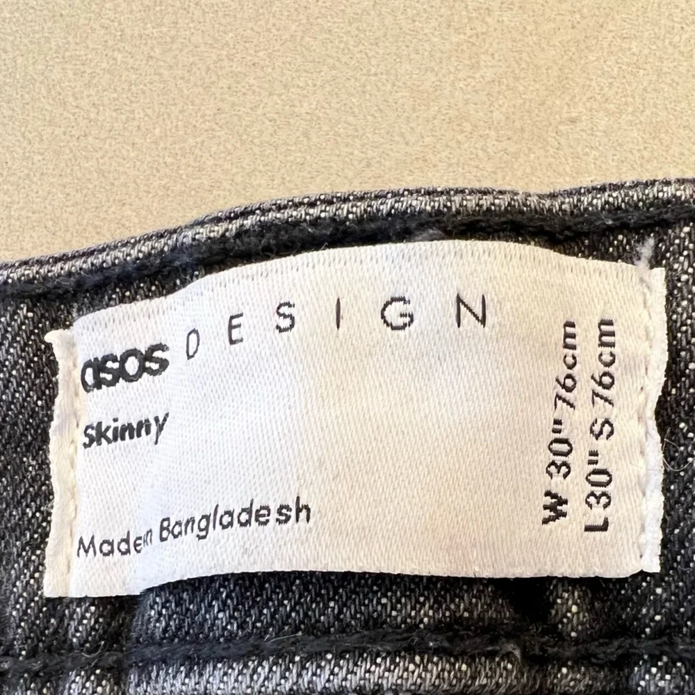 ASOS DESIGN Cone‎ Mill Denim Skinny Jeans in Washed Black, 30x28